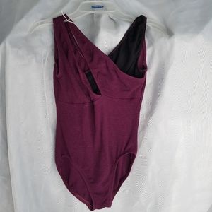 Plum Cross front ballet bodysuit
